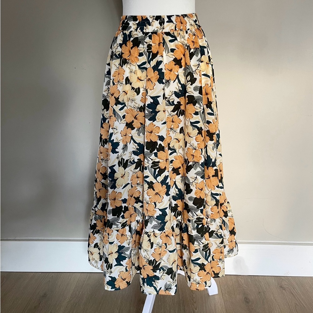 SHEIN Bright Floral Skirt Yellow Size Small - Picture 4 of 7